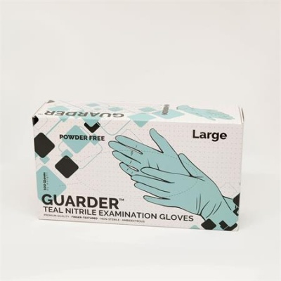 Védőkesztyű, egyszer használatos, nitril, 3,4g, M méret, 100 db, púder nélküli, kékeszöld