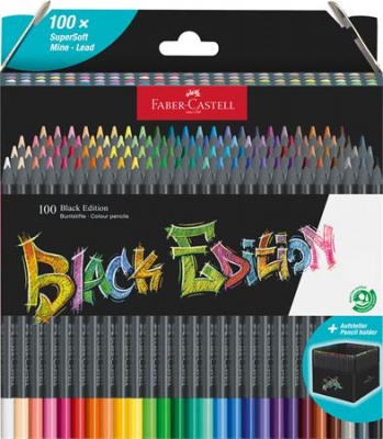 Színes ceruza készlet, háromszögletű, FABER-CASTELL "Black Edition",  100 különböző szín